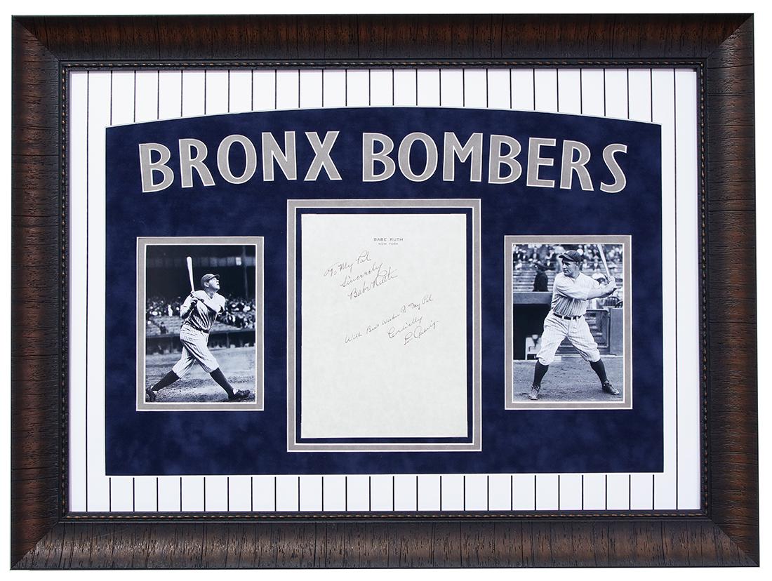 BABE RUTH & LOU GEHRIG SIGNATURES: Babe Ruth & Lou Gehrig signatures on Babe Ruth Note Paper. Babe Ruth and Lou Gehrig had a unique relationship and were a dominant duo known as the Bambino and the Iron Horse. Both launched towering ho