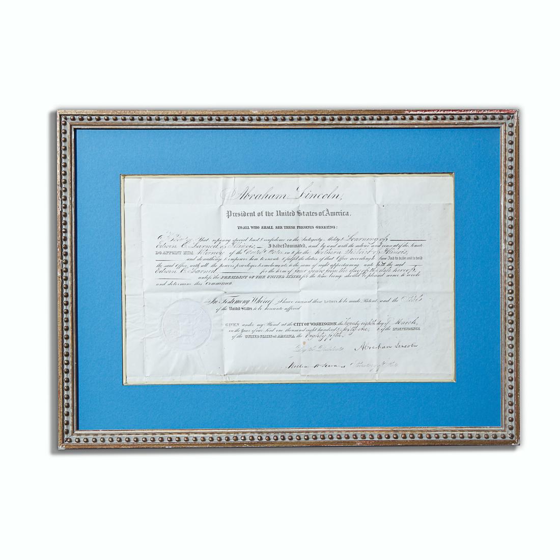 Abraham Lincoln Signed Document As President (1 of 3)