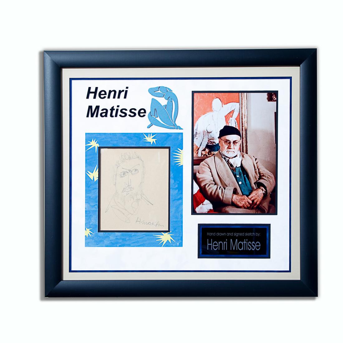 Henri Matisse Signed Original Sketch: Henri Matisse Signed Original Sketch Presented in an Exhibition Quality Frame where the attention to detail makes this item worthy to present in the most noteworthy home or studio environments. Henri 
