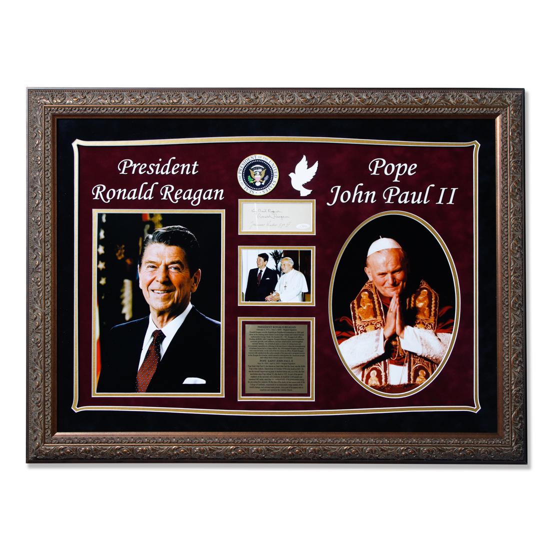 Ronald Reagan & Pope John Paul II Signed Page (1 of 6)