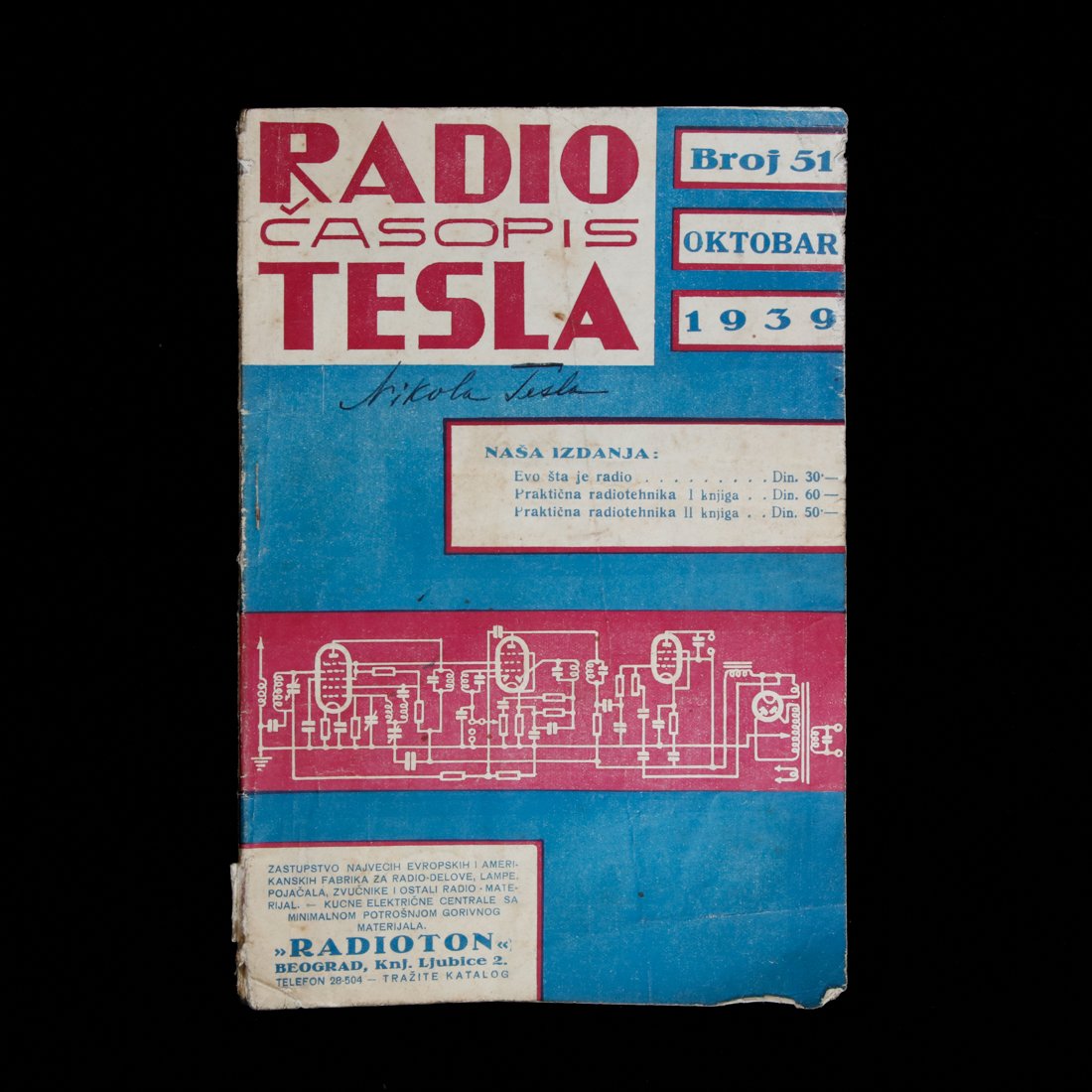 Nikola Tesla Signed Radio Magazine October 1939 (1 of 4)