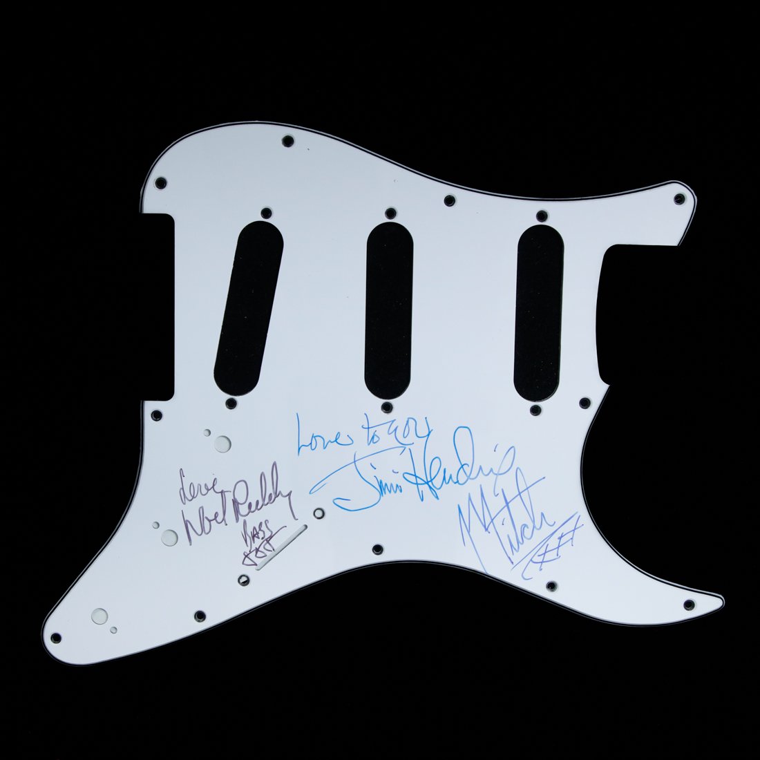 JIMI HENDRIX EXPERIENCE BAND SIGNED PICKGUARD (1 of 5)