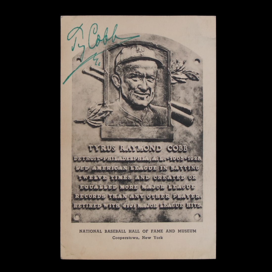 Ty Cobb Signed Albertype II HOF Postcard (1 of 3)