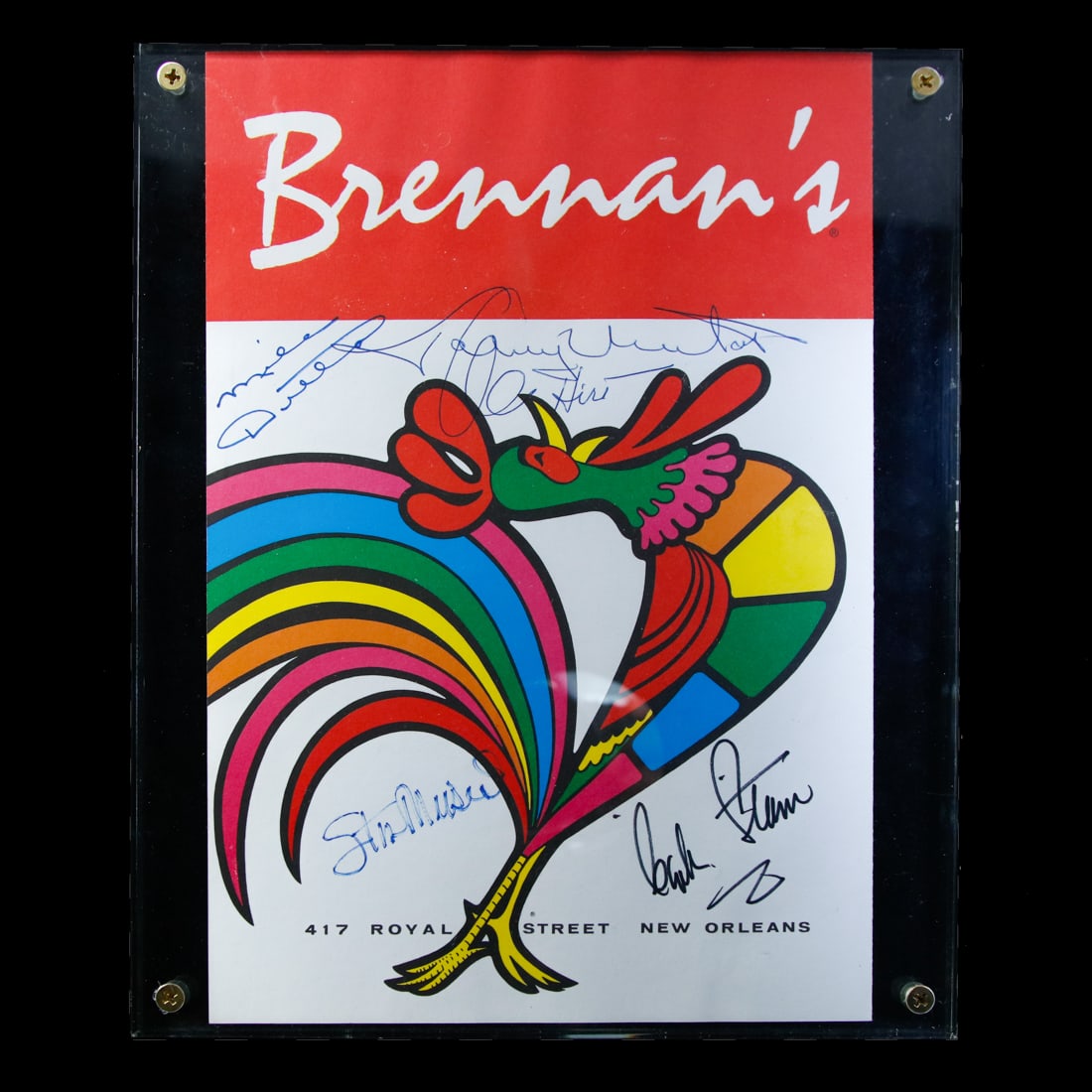 Menu Signed by Musial, Ditka, Hirt, & Stram (1 of 3)