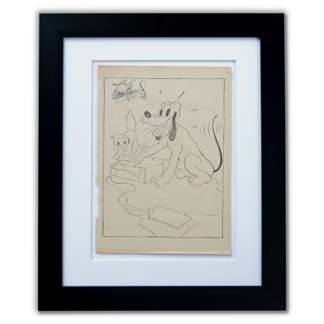 Walt Disney Signed Pluto 1930s Drawing Book Page (1 of 5)