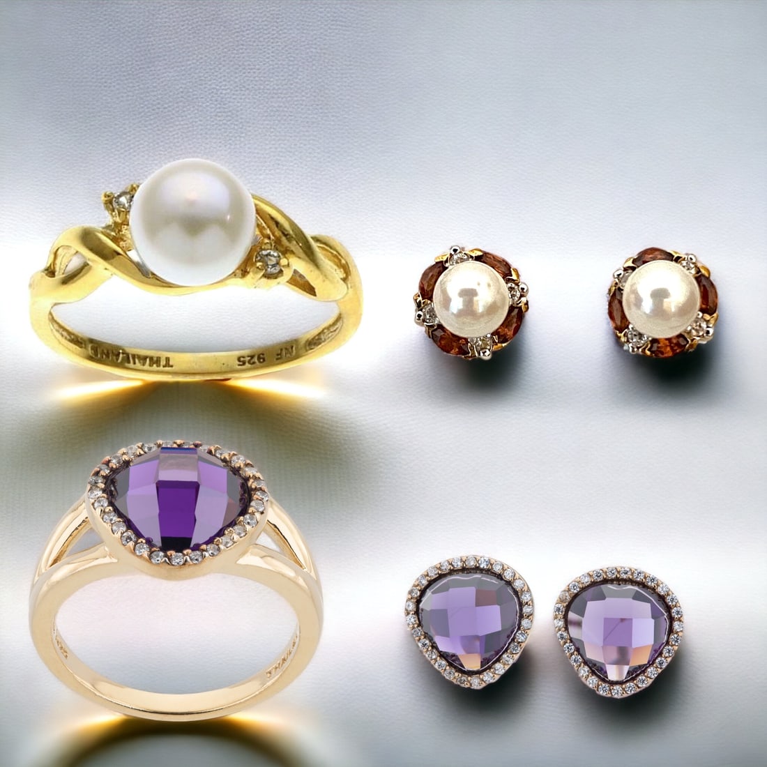 Elegant Gemstone Earrings & Rings Set (1 of 1)