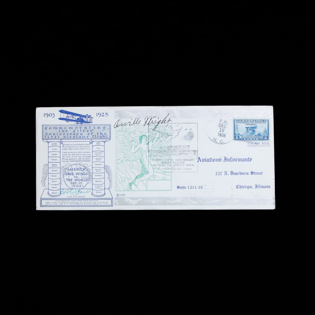 Orville Wright Signed Envelope, December 17, 1928 (1 of 3)
