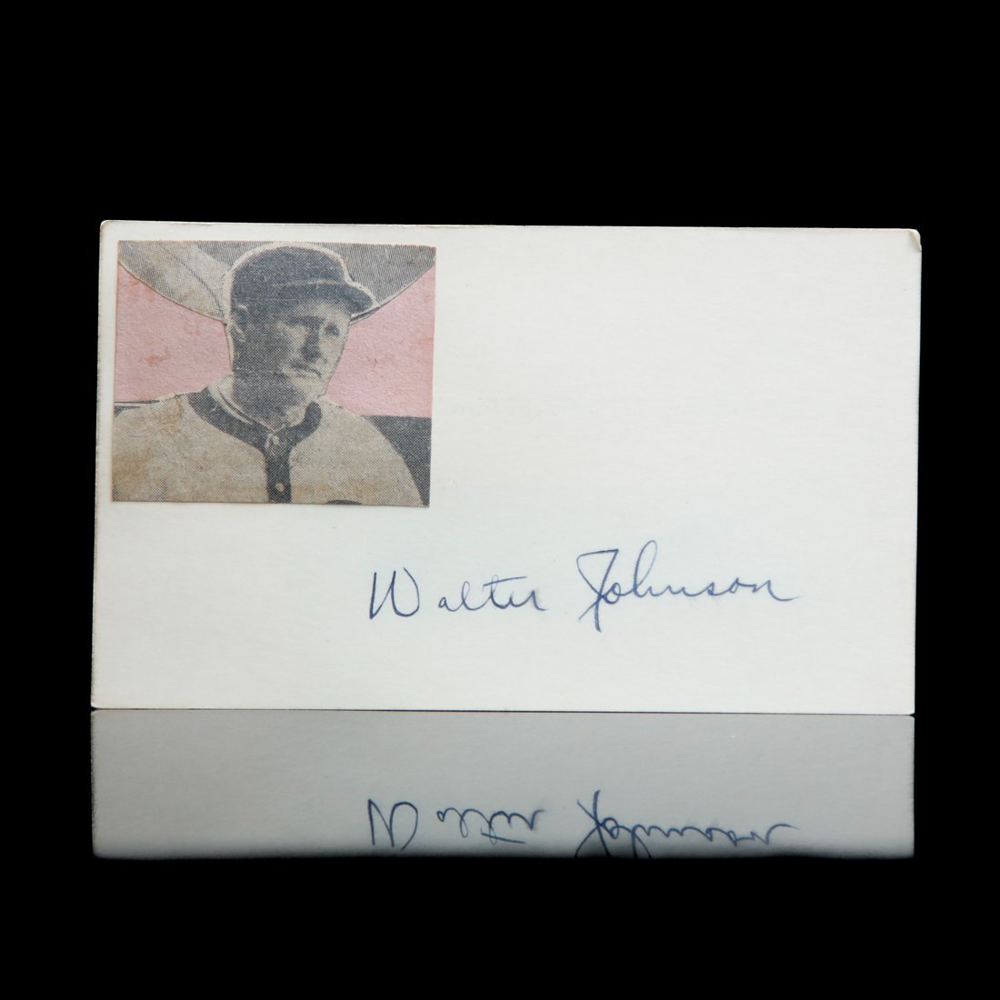 Walter Johnson Signed Postal Card w/ Pasted Image (1 of 3)