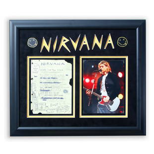 Kurt Cobain Written/Signed Teen Spirit Lyrics: With immense honor and excitement, we present a pivotal piece of rock history: the original, handwritten and signed lyrics to "Smells Like Teen Spirit" by the iconic Kurt Cobain, frontman of Nirvana.