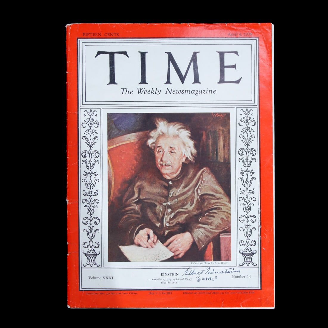 Albert Einstein Signed TIME Magazine-April 4, 1938 (1 of 3)