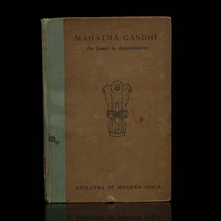 Gandhi Signed "An Essay in Appreciation" Book: The Jewel of Indian History - A Gandhi Signed 'An Essay in Appreciation' Book. We are humbled and exhilarated to present a deeply significant piece of world history: a firsthand signed copy of 'An Ess
