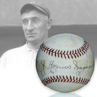 Honus Wagner Signed Spalding Baseball: Honus Wagner Signed Black and Red stitched Spalding Baseball. Prepare yourself for a rare opportunity to become the custodian of a unique token of sporting history. We are delighted to present a Honus