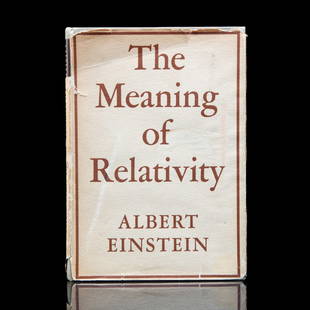 A. Einstein Signed The Meaning of Relativity Book: This auction presents a remarkable opportunity to own a piece of scientific history: a copy of 'The Meaning of Relativity,' signed by the author and eminent physicist Albert Einstein. This book, a cor