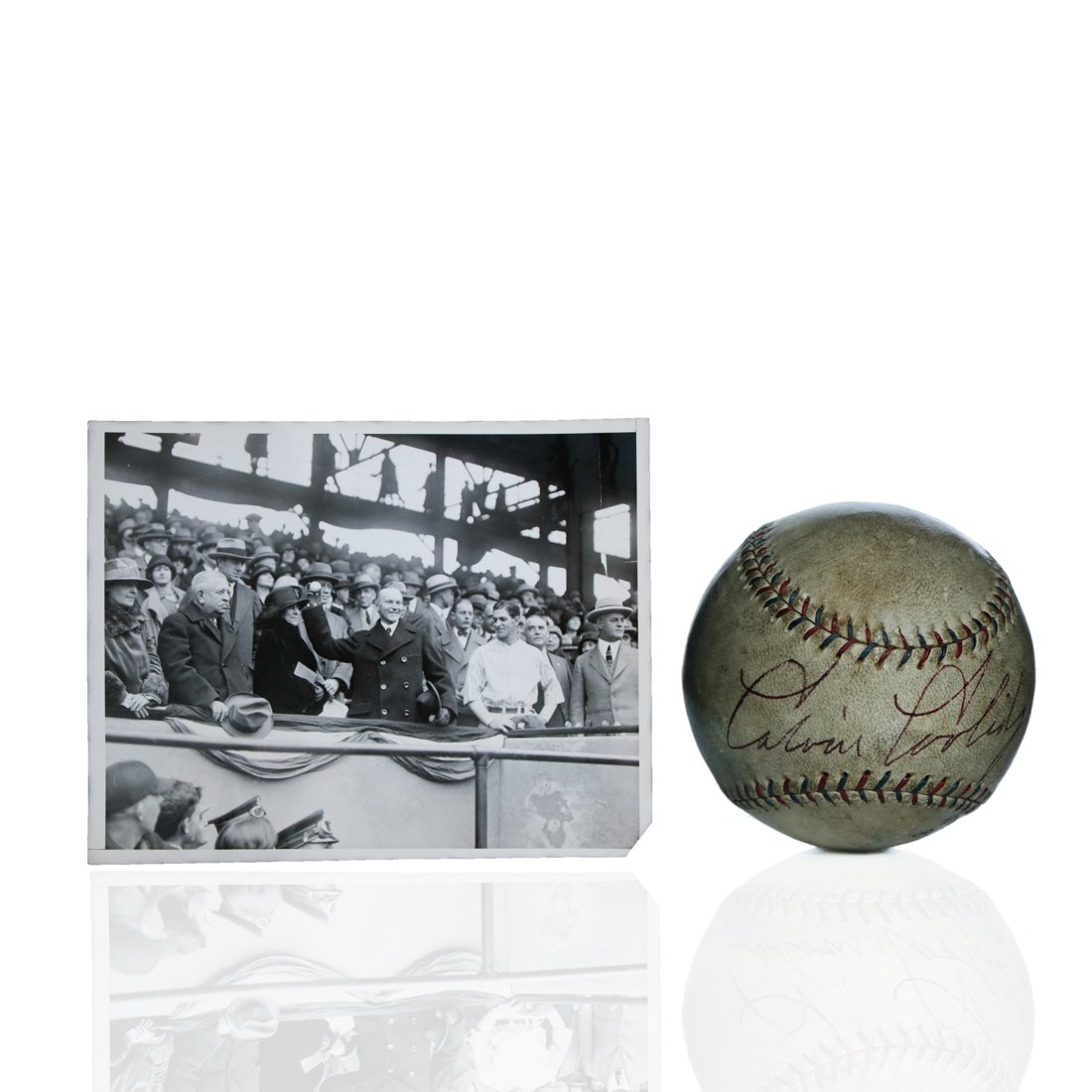 Pres. Calvin Coolidge Signed 1928 First Pitch Ball (1 of 9)
