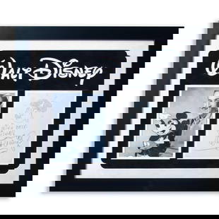 Walt Disney Drawn & Signed Mickey Mouse Sketch: Walt Disney Hand Drawn and Signed Mickey Mouse Sketch Inscribed "With Best Wishes" - Presented in a Museum-Quality Custom Designed Frame We are delighted to present for auction a genuine treasure from