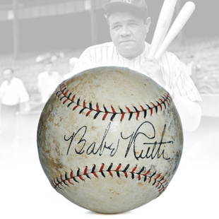 Babe Ruth Signed Official National League Spalding Double Circle Baseball: Autographed Babe Ruth Official National League Spalding Double Circle Baseball - Sublime Piece of Sports Heritage with Exceptional Historical Significance. For your consideration, this auction lot fea