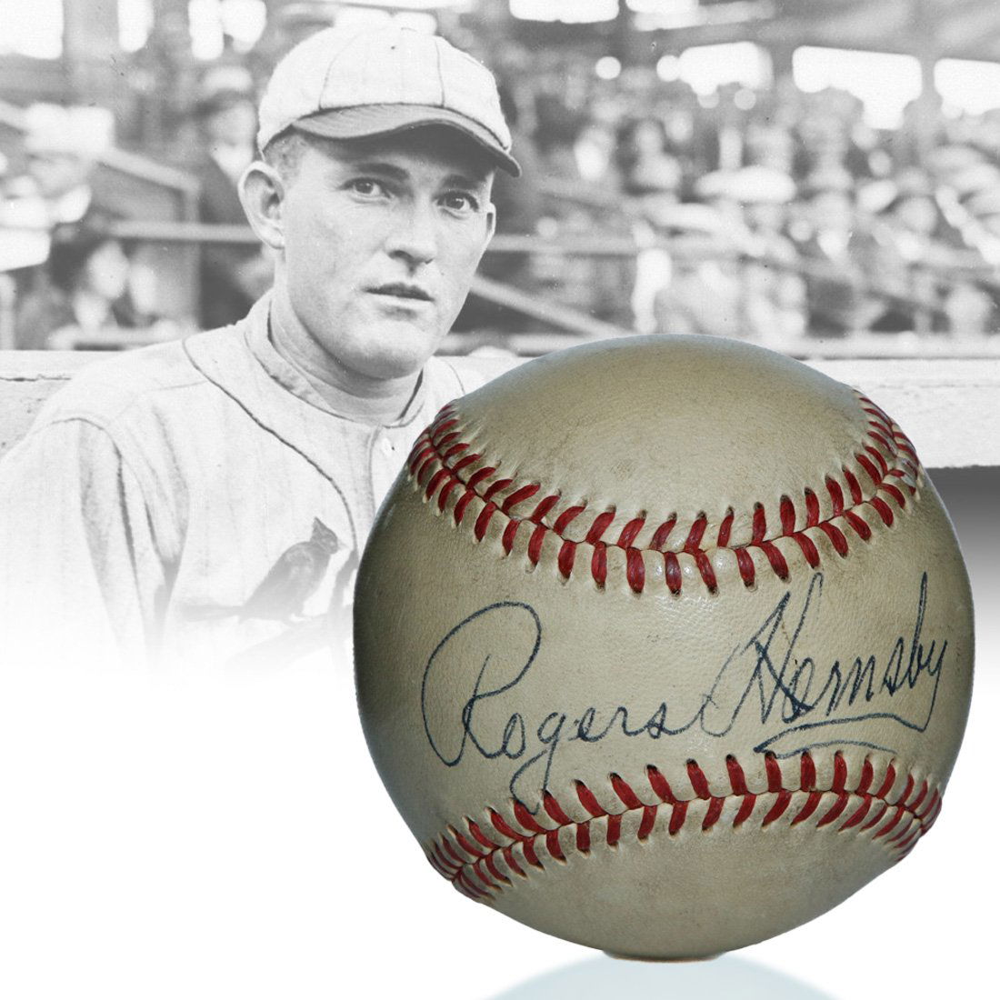 Roger Hornsby Signed Red Stitched Spalding Ball (1 of 8)