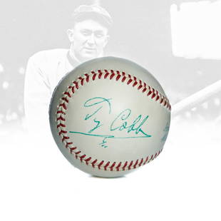 Pristine Ty Cobb Signed OAL William Harridge Reach Baseball: Pristine Ty Cobb Signed OAL William Harridge Reach Baseball. Ladies and gentlemen, we are thrilled to present an authentic piece of baseball history that features the autograph of one of the sport's m