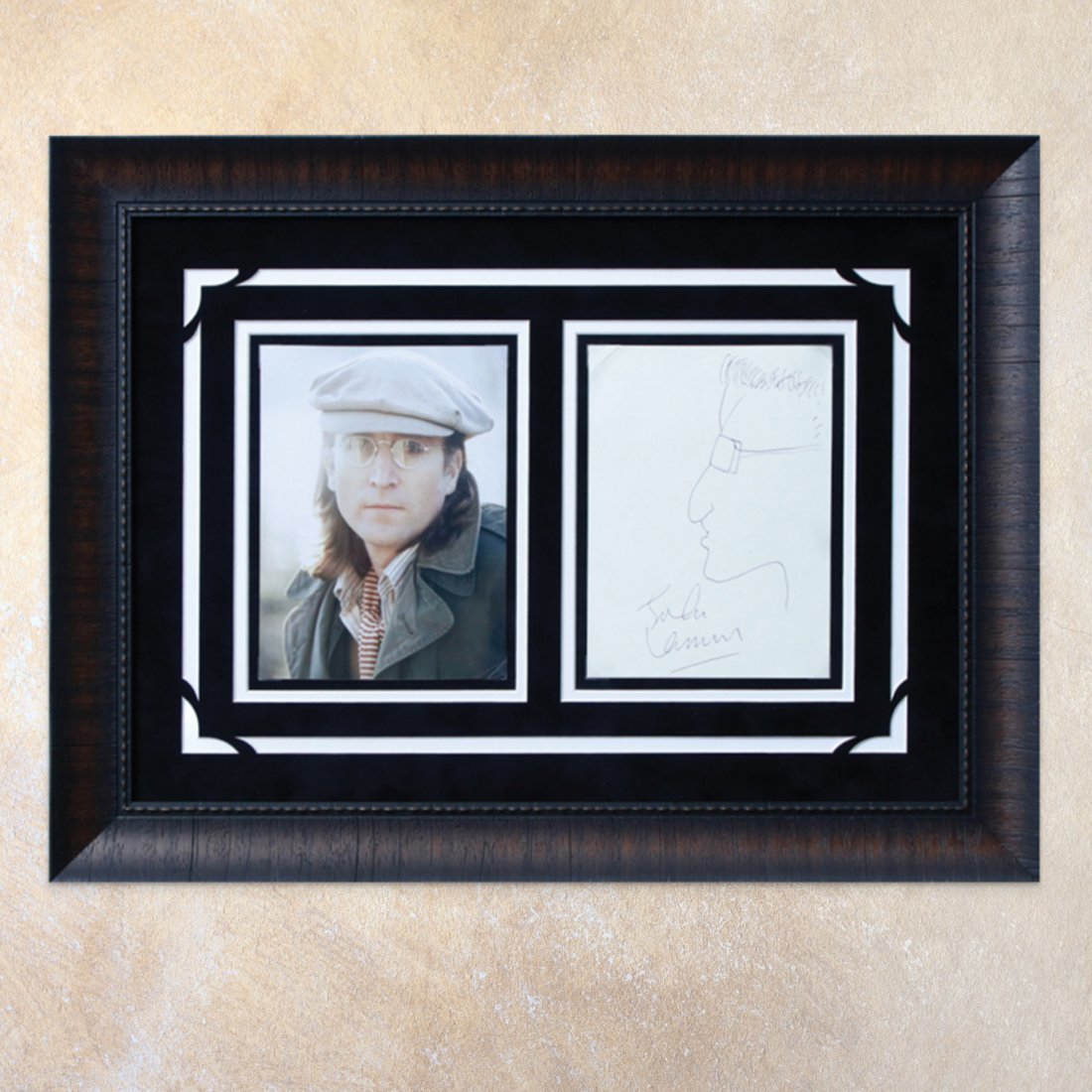 John Lennon's Signed Self-Portrait in Blue Pen (1 of 6)