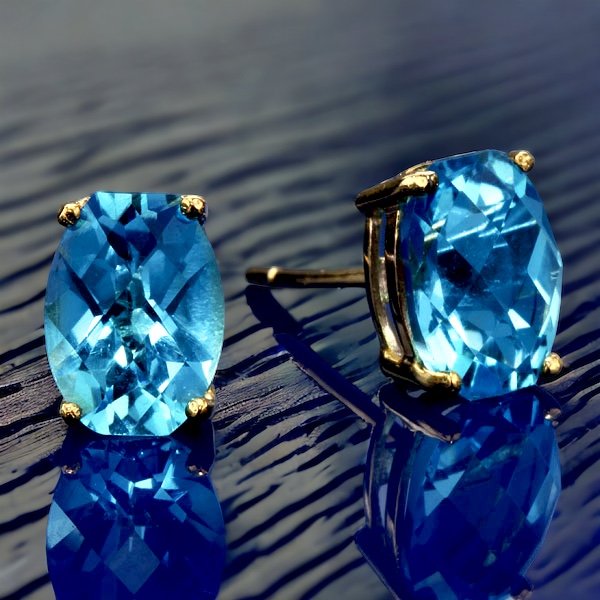 10KY Blue Topaz Stud Earrings (1 of 1)