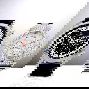Lucien Pezzoni & Swiss Chrono Masterpieces: Lucien Pezzoni 36mm Swarovski Crystal Bezel Watch: Affordable luxury with dazzling Swarovski elements. Multifunctional and fashionable. Roman numeral face, calendar date, luminescent hands, screw-down