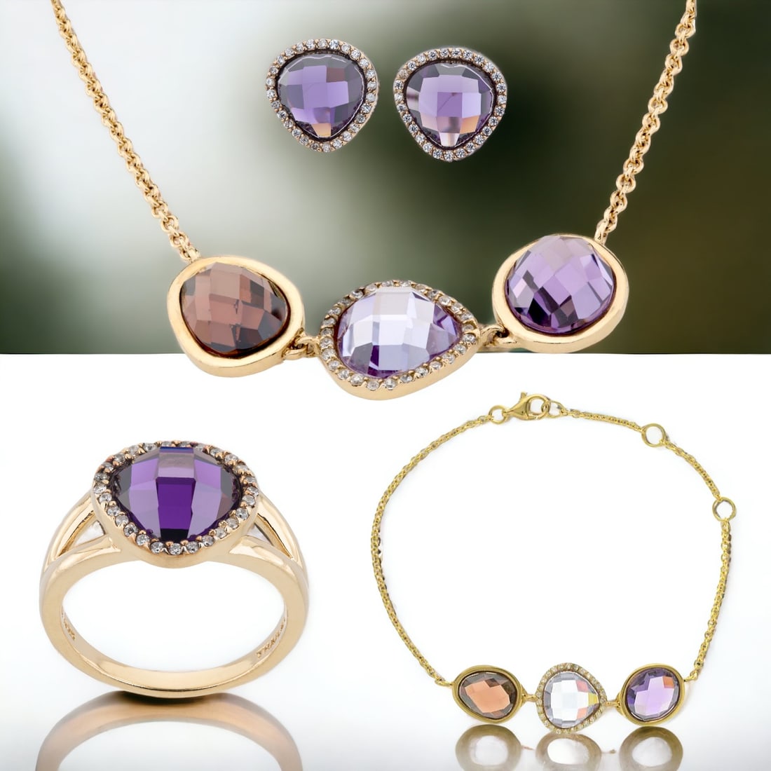 Set of 4 Gold-Plated CZ Jewelry Collection (1 of 1)