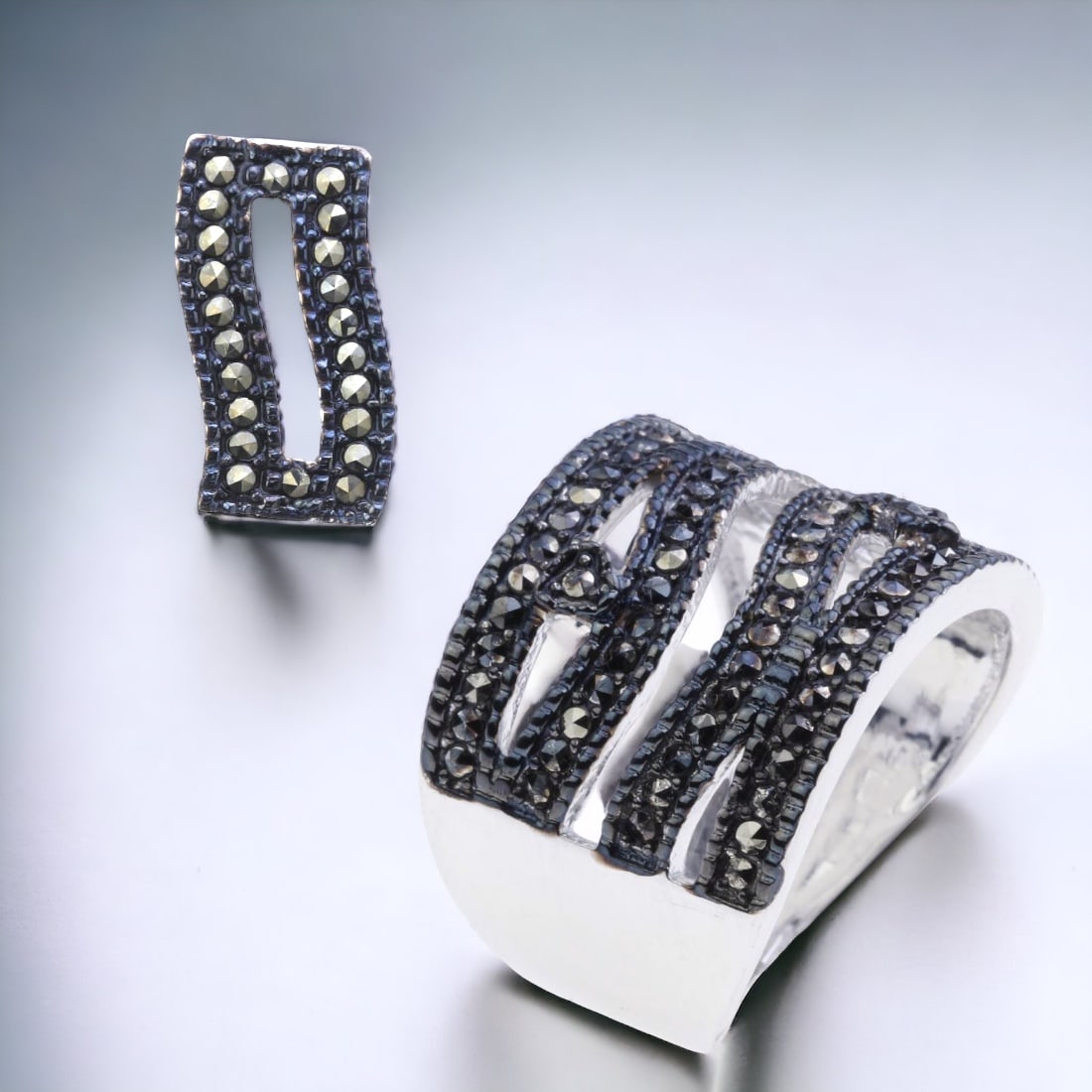 Charming Marcasite Pendant & Ring Duo (1 of 1)