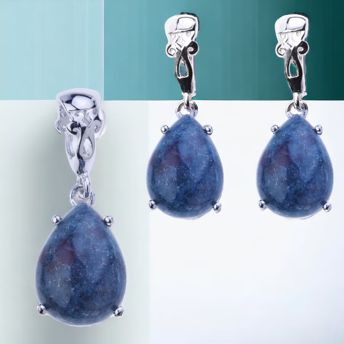 Radiant Ruby Kyanite Earrings & Pendant (1 of 1)