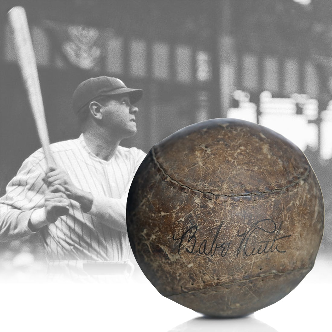 Babe Ruth Signed Aged Vintage Softball (1 of 7)
