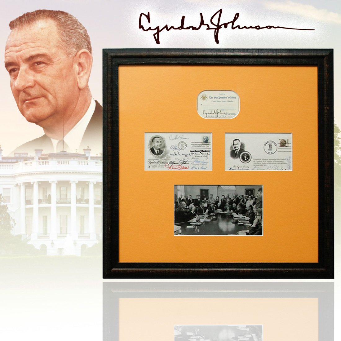 Lyndon Johnson, His Cabinet & Presidential Medal of Freedom Winners Autographs (1 of 6)