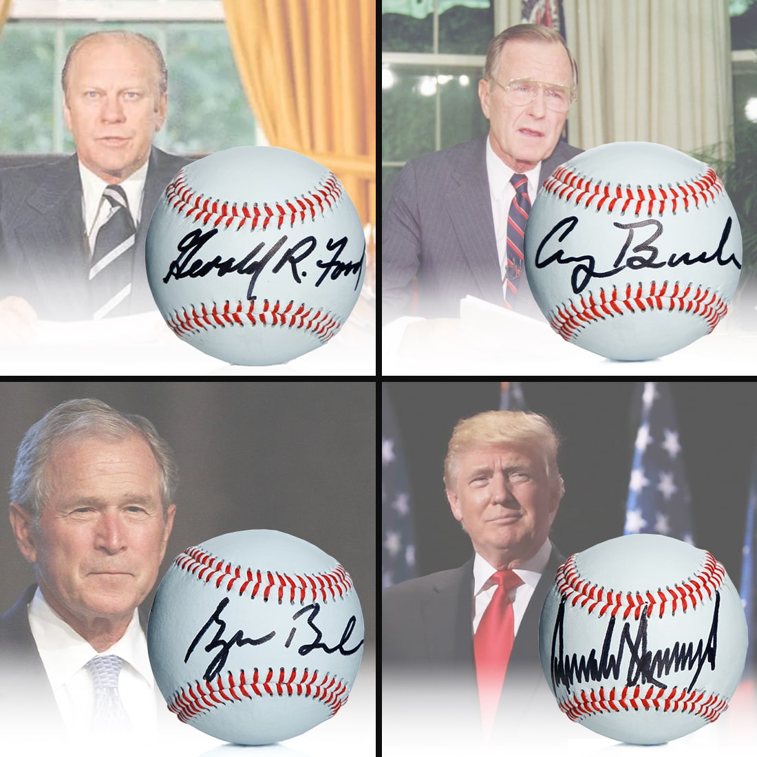 4 President OL Balls:Ford, Bush Sr, Bush Jr, Trump (1 of 18)
