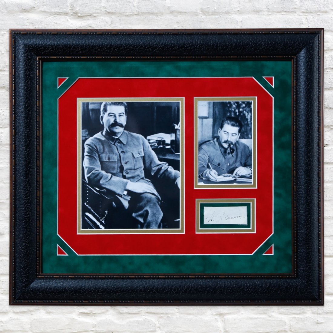 Joseph Stalin Signature Cut, Exquisitely Framed: We are honored to present a rare and historically significant piece at our upcoming auction: a signature cut of Joseph Stalin, the Soviet leader, framed in a museum-quality custom-designed setting. Th