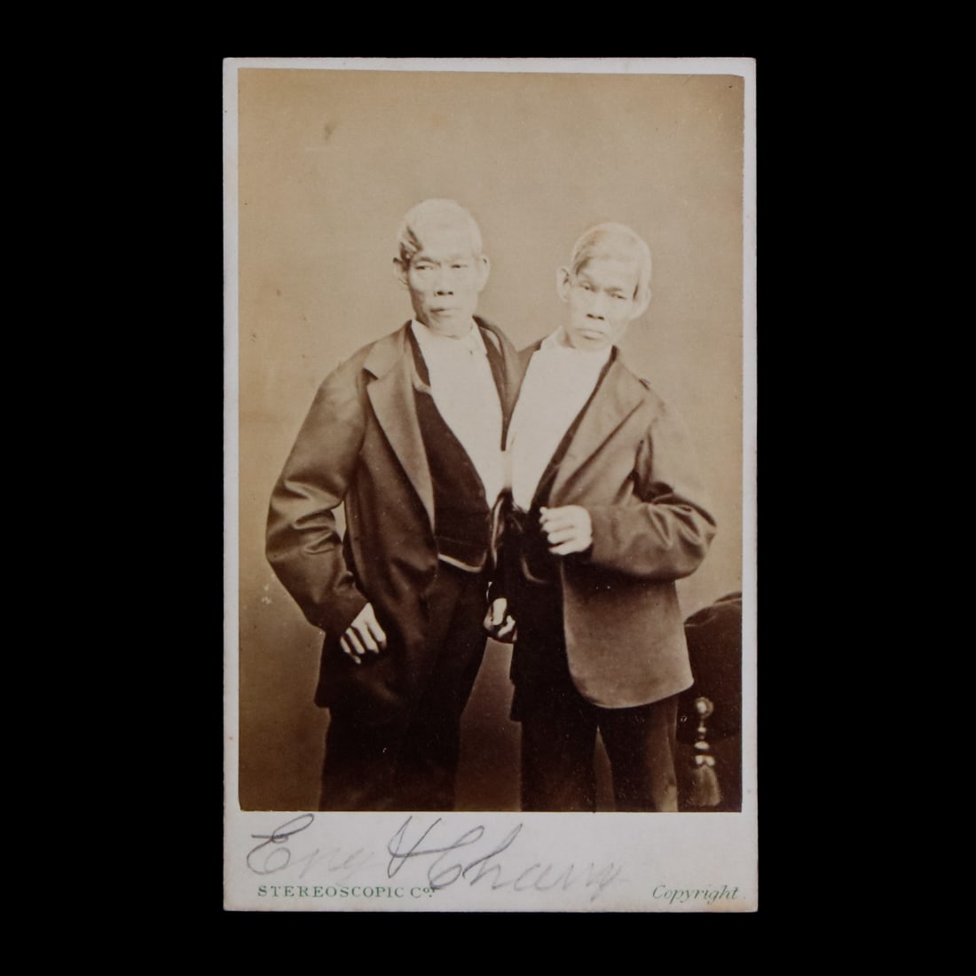 Rare Chang and Eng Bunker Signed CDV (1 of 3)
