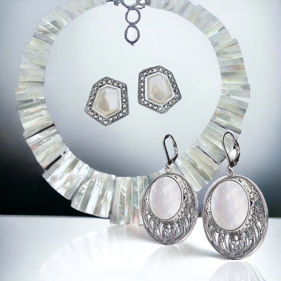 Pearlescent Splendor Sterling Silver Jewelry Set (1 of 1)