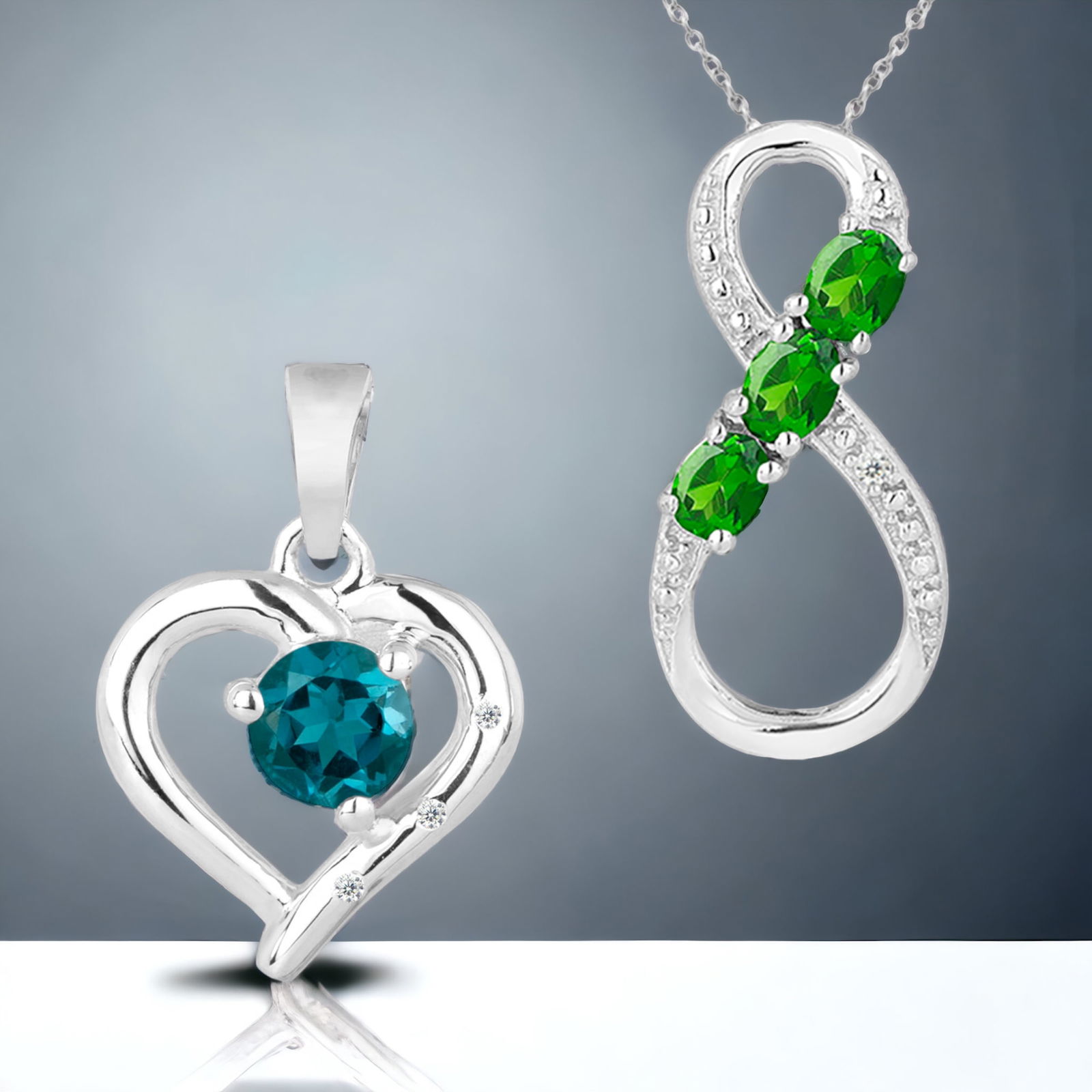 Radiant Gemstone Heart & Infinity Pendants (1 of 1)