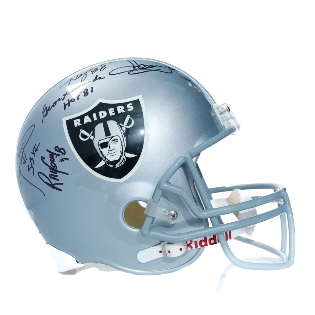 Signed Oakland Raiders helmet by George Blanda, Howie Long, Fred Blietnikoff, Jack Tatum, Ted (1 of 5)