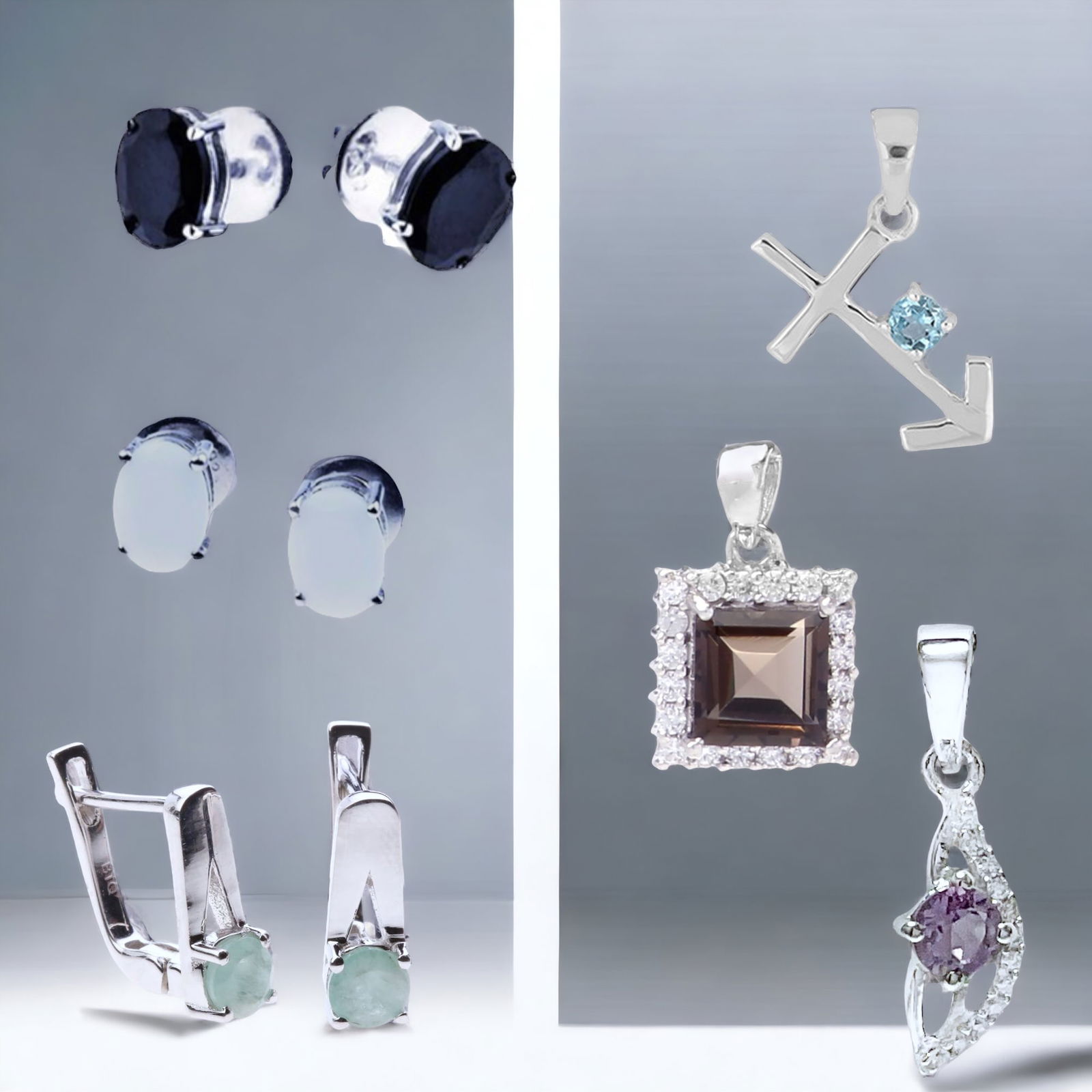 Exquisite set of 3 earrings & set of 3 pendants (1 of 1)