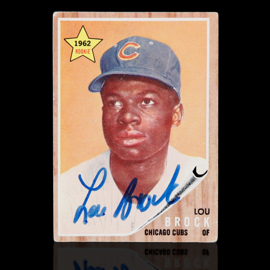 Lou Brock's Personal Topps Rookie Card Signed (1 of 3)