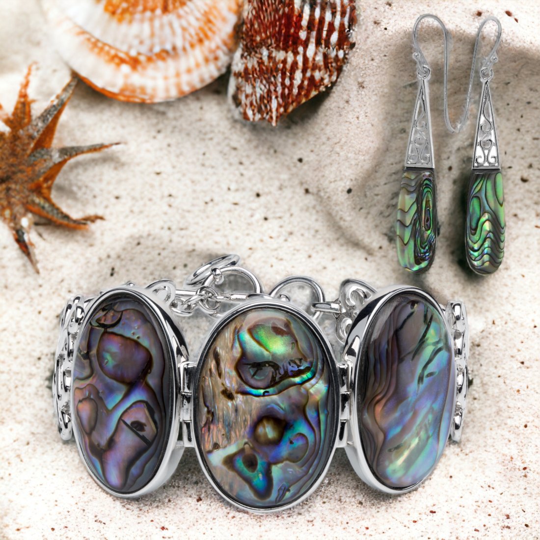 Iridescent Abalone Sterling Silver Jewelry Set (1 of 1)