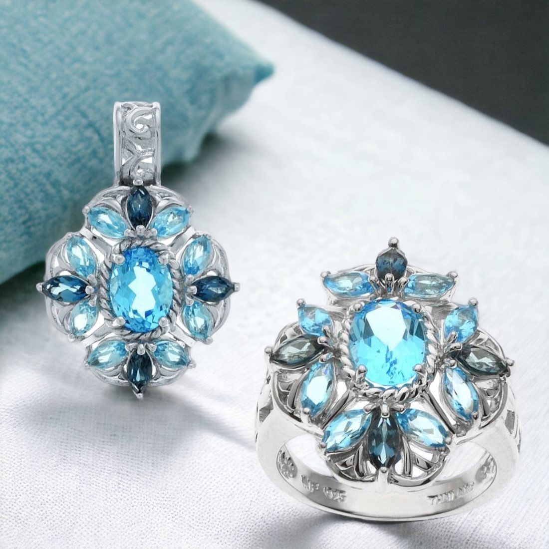 Swiss & London Blue Topaz Sterling Silver Set (1 of 1)