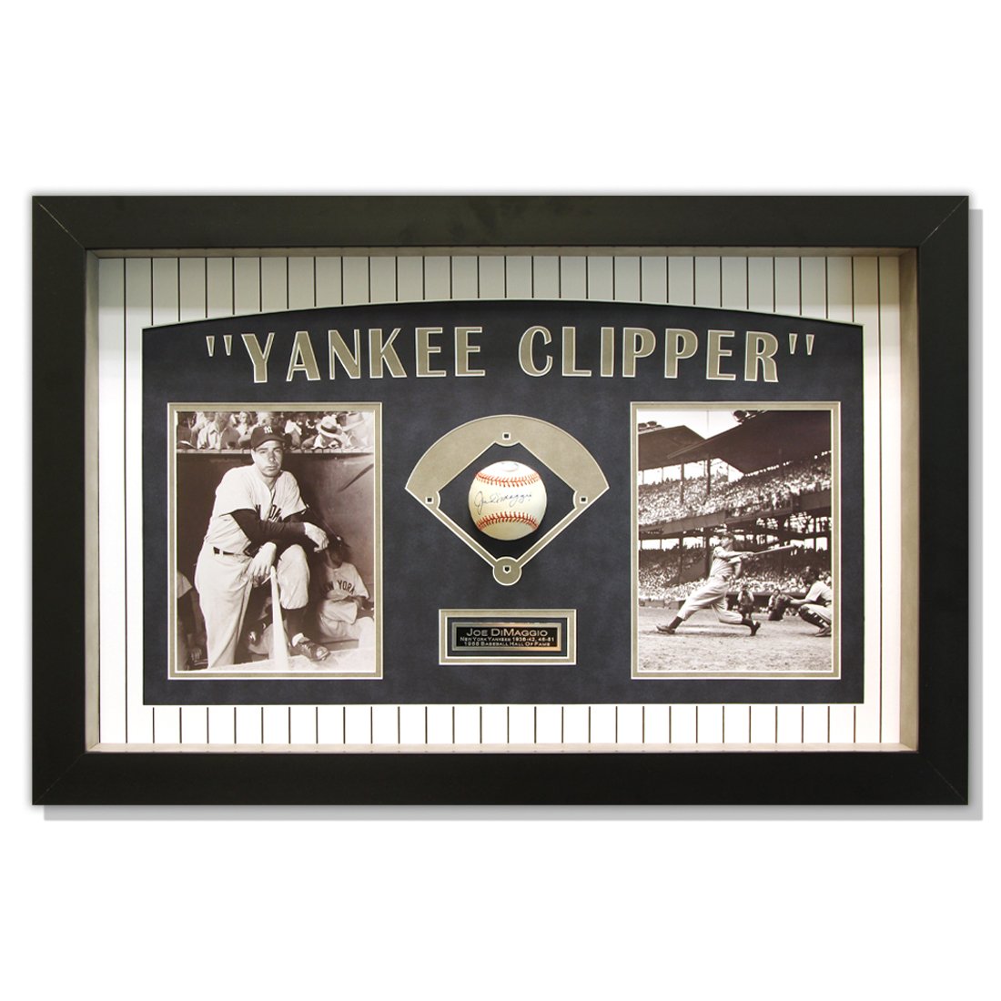 Joe DiMaggio Autographed Baseball in Custom 30x18 Shadowbox (1 of 4)