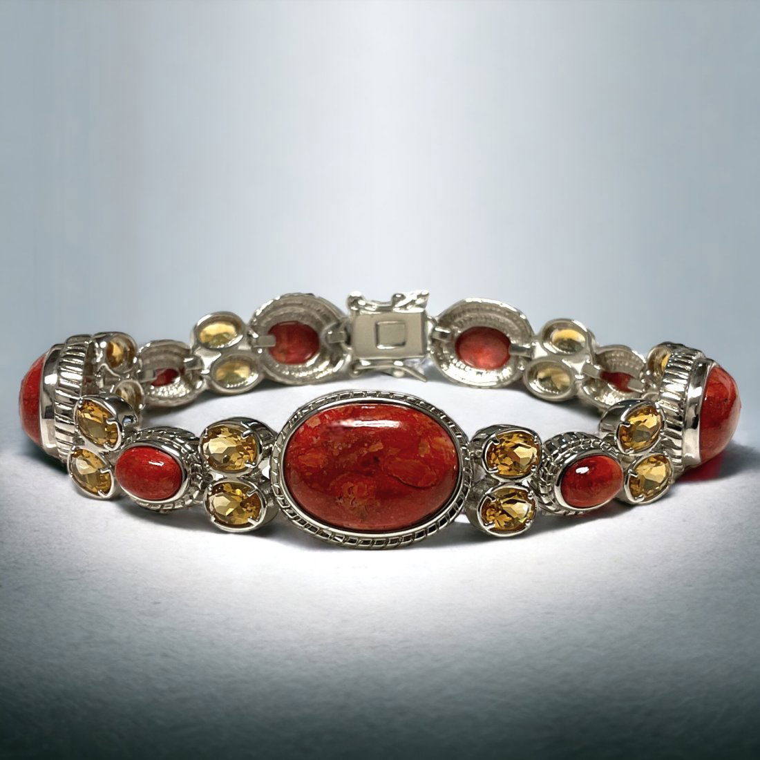 Vibrant Red Coral & Citrine Bracelet (1 of 1)