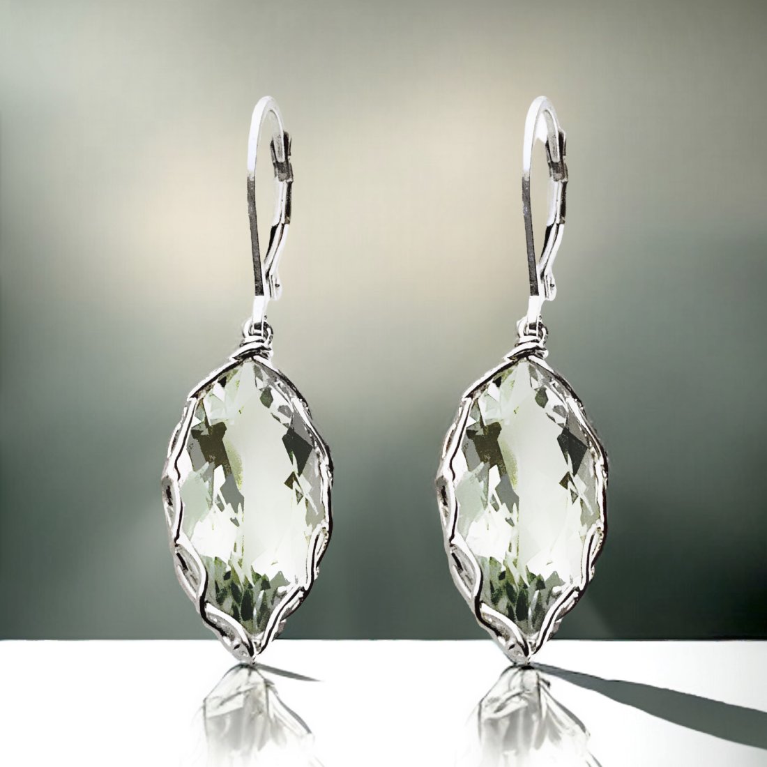 Sterling Silver Green Amethyst Earring (1 of 1)