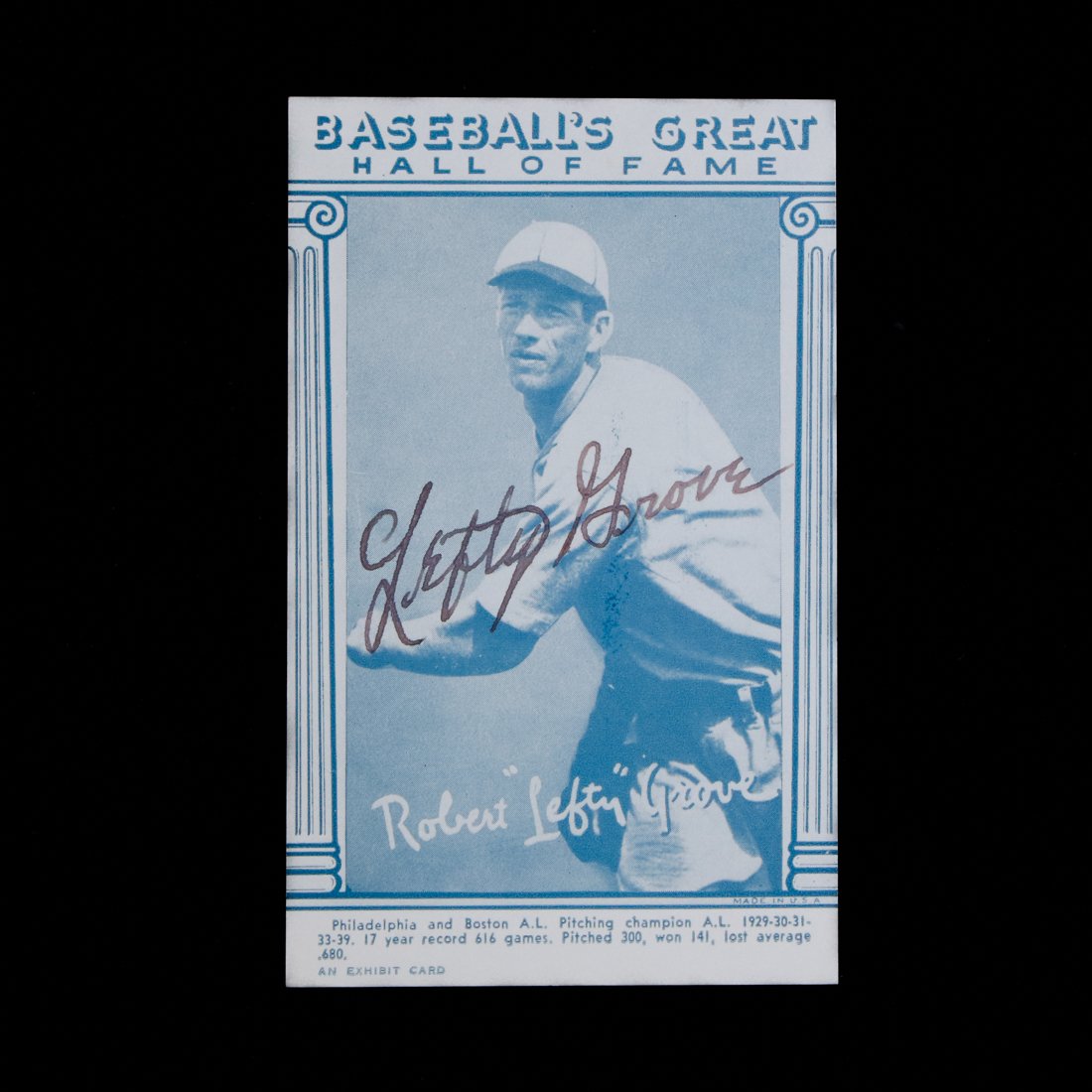 Robert "Lefty" Grove Autographed Hall of Fame Plaque Card (1 of 5)