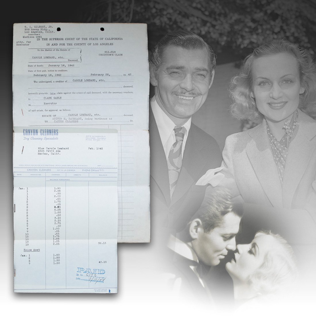 Clark Gable Signed Legal Document as Executor of Carole Lombard's Estate (1 of 4)