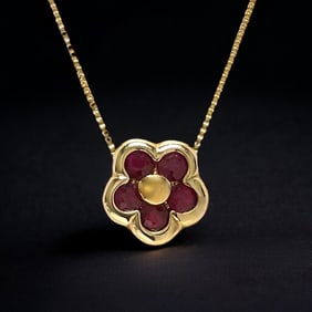 14K Gold Genuine Ruby Pendant with 18" chain