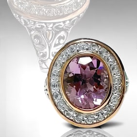Pink Amethyst & White Topaz Sterling Silver Ring