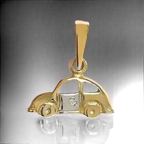 14K Gold VW Bug Pendant