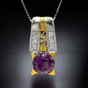 Amethyst & White Topaz Sterling Silver Pendant