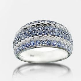 Pave style Tanzanite Sterling Silver Ring Size 8